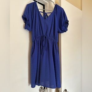 Blue flowy flutter sleeve dress